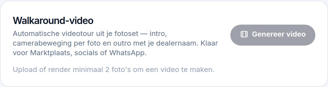 Het walkaround-video-paneel en publicatiestatus per kanaal